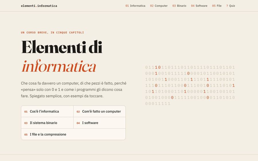 Elementi di informatica, lezione interattiva