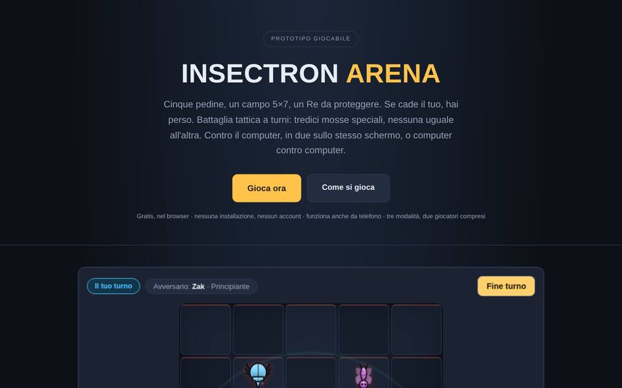 Insectron Arena, gioco tattico